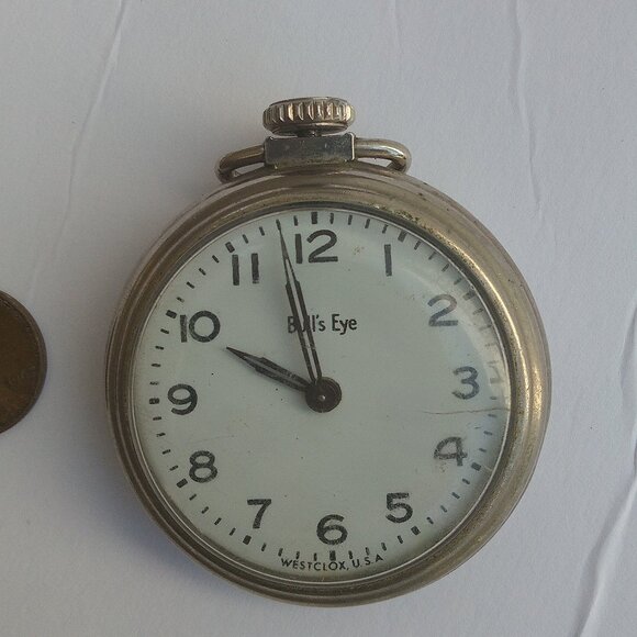 Vintage WORKING Westclox Bulls Eye Pocket Watch - Picture 1 of 4